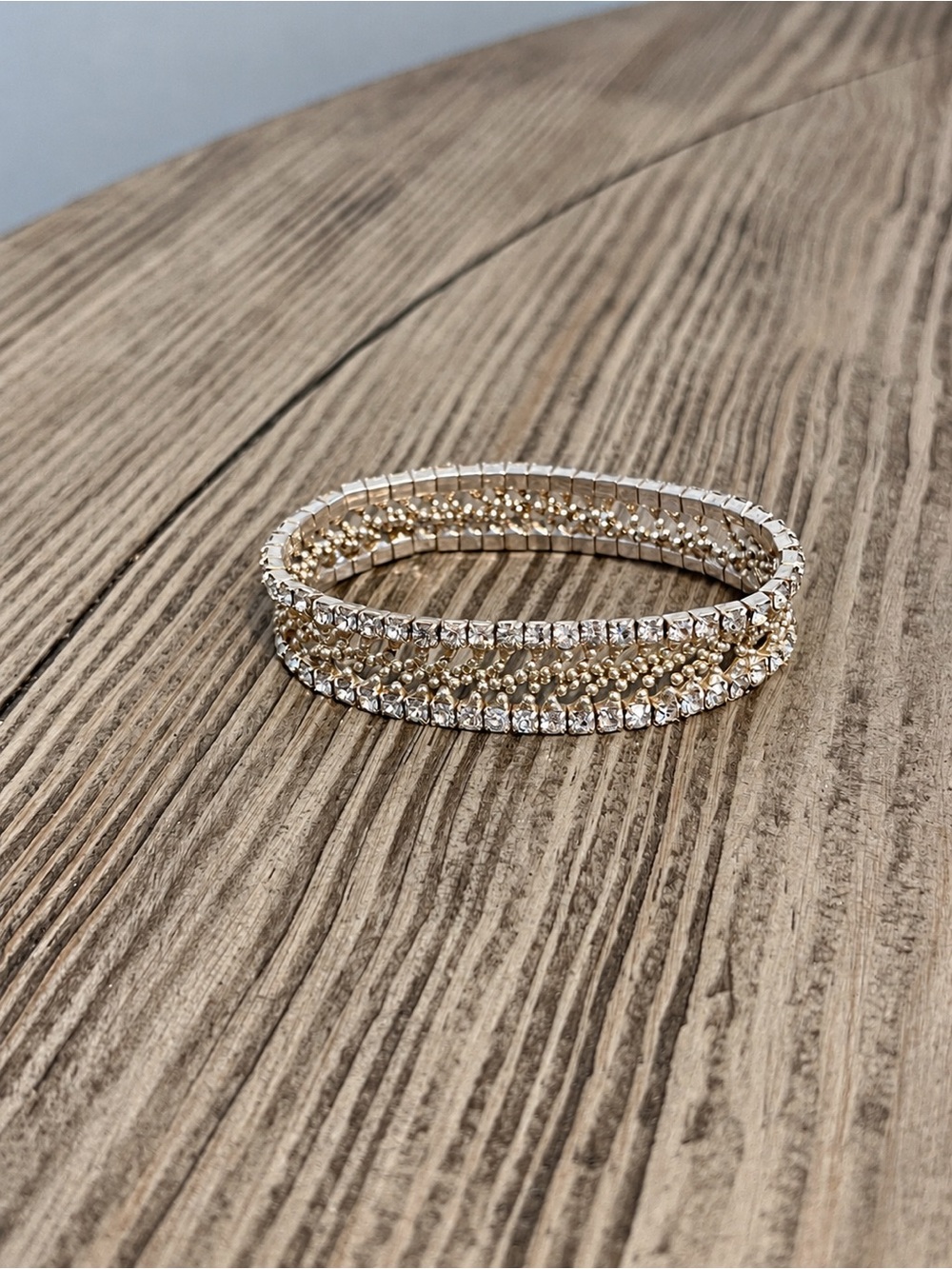 Vintage Rhinestone Ladder Bracelet – Mid-Century Glamour